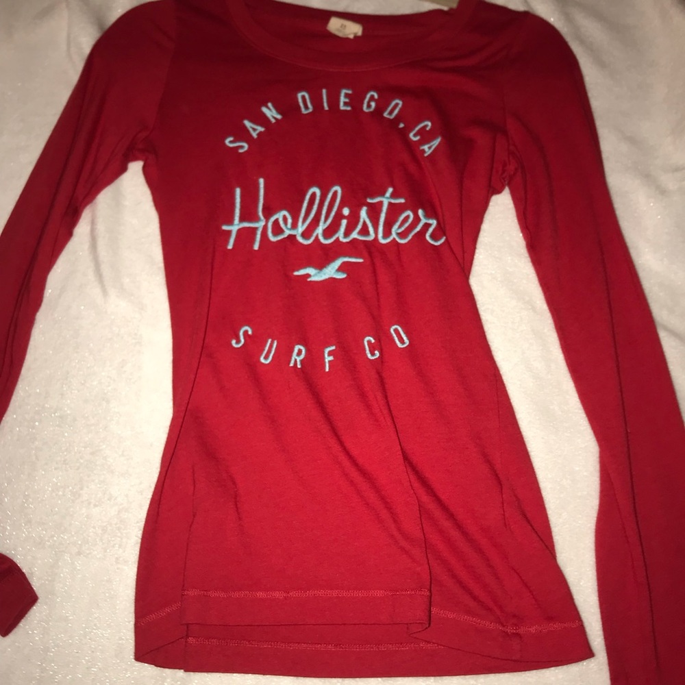 A long sleeve red Hollister tee